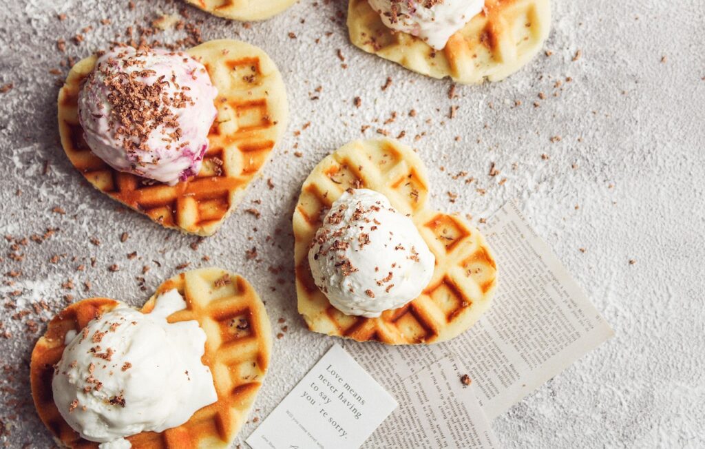 waffles, ice cream, love, romantic, heart, valentine's day, chocolate, waffles, ice cream, ice cream, ice cream, ice cream, ice cream, valentine's day